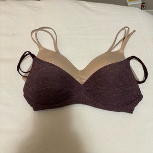 Aerie bundle of two (2) sunnie wireless push up bras 34c purple and sands